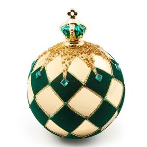 Mackenzie Childs EmeraldCrown Jumbo Glass Ball Ornament New In Box